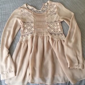 Lace/ chiffon long sleeve shirt